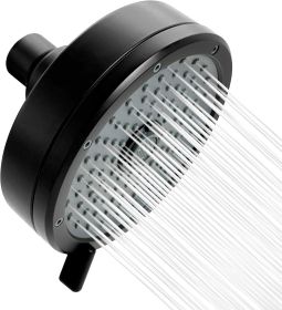 Rainfall Shower Head High Pressure 3-Spray Anti-Clogging Nozzles Touch Clean Adjustable for Bathroom Showerhead (5 Inch Matte Black)