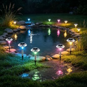 4 Packs Outdoor Solar Garden Pathway Lights, Color Changing LED Landscape Lighting, IP44 Weather-Resistant Stainless-Steel