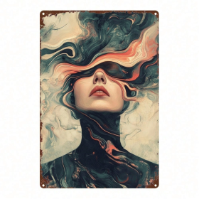 CIFbuy Abstract Woman Drowning Metal Sign 8x12 In, Farmhouse Bathroom Wall Decor, 2D Flat Room Accent Plaque, Home Garden Wall Art TikTok, TikTok