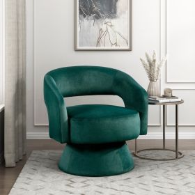 Modern Luxury Swivel Accent Chair 1pc Green Velvet Upholstery Solid Wood Stylish Home Furniture