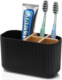Black Toothbrush Holder - Bamboo Toothbrush Holders for Bathrooms Electric Toothbrush Holder Organizer Kids Toothbrush Holders for Bathrooms Coun