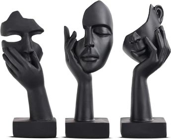 3 Pcs Thinker Small Statue Set - Black Art Abstract Home Accent Figurines for Decor Bedroom, Shelves, Living Room Coffee Table