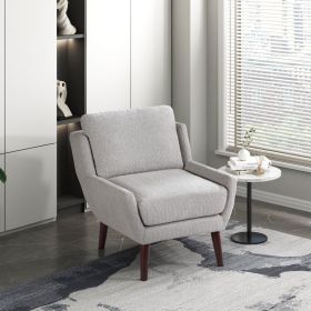 1pc Gray Accent Chair Cushion Seat Chenille Upholstery Comfort Style Durable Solid Wood Legs Contemporary Home Furniture
