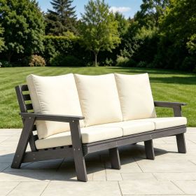 HIPS 3 Seater Sofa with Cushion, Outdoor Garden Sofa, Sofa Set for Porch, Poolside, Terrace, and Yard Grey/Beige