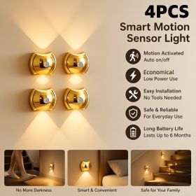 LED Modern Indoor Wall Light With Motion Sensor 3 Color Modes 2700K 4500K 6500K USB Rechargeable Magnetic Portable Wall Sconce For Living Room Be (Option: 4pcs)
