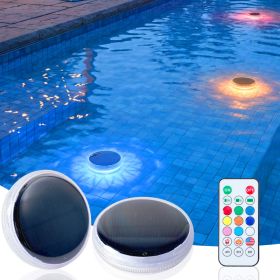 Solar Rechargeable Floating Pool Lights-2 Pack, Pool Lights That Float With Remote Control, 9 Lighting, Timing Mode, IPX7 Waterproof For Inground (Option: two)