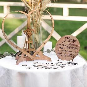 Wooden And Acrylic Love Heart Guestbook Box with 60/80pcs Interchangeable Hearts - Romantic Guest Message Display for Weddings (number: 60pcs)