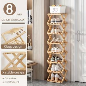 Folding Bamboo Shoe Rack, Multi Tier Space Saving Shoe Organizer with Large Storage Capacity, Freestanding Shoe Shelf for Entryway, Bedroom, Bath (size: 8 Tier)