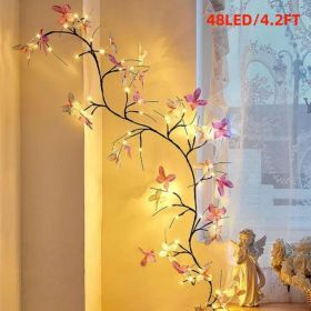 Enchanted Lights with Remote, 18 Branches 144 LEDs Lighted Willow Swag for Wall Decor, Indoor Artificial Plug in Fairy Lights for Bedroom, Living (size: 4.2FT)