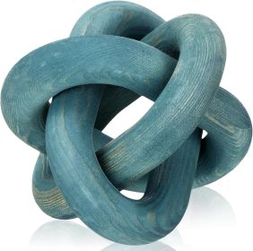 3 Link Wood Knot Rustic Home Décor Accents Hand Carved Coffee Table Decoration, Chain Link Decoration, Modern Shelf (Color: Blue)