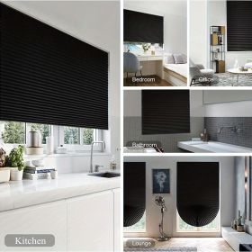 Portable blind full-shading curtain self-adhesive pleated blind non-perforated adhesive roller blinds. (Color: Gray, size: 150cm)