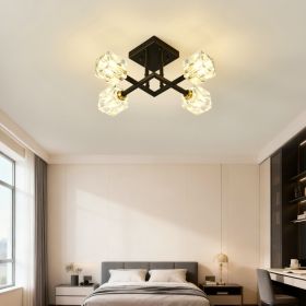 Modern Luxurious Crystal Ceiling Light, 4 Lights-BO INCLUDED Bulb  Modern Crystal Ceiling Light For Dining Room, Pendant Lamp Ceiling Lighting Fo (Option: D16.99 inH15.35 in)