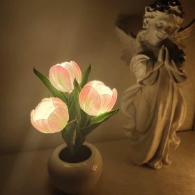 Tulip Lamp - LED Replica Tulip Table Lamp With Flower Vase For Desktop Decoration. Suitable For Home, Living Room, Desktop Decoration, Holiday Gi (Option: Pink)